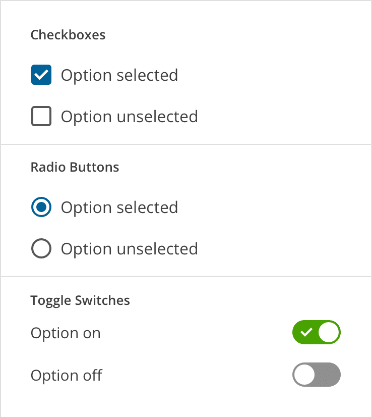 Selection controls