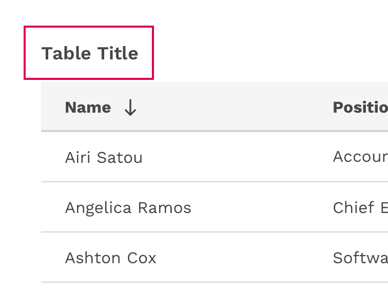 table title