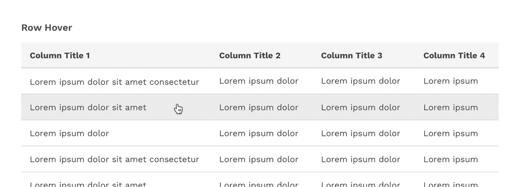 row hover